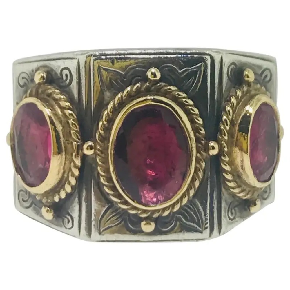 Konstantino 3 tourmaline sterling silver and 18k gold ring. *RARE*